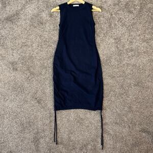 Cotton Citizen Side Cinched Ruched Mini Dress Size Small Y2K Retro Blue Summer